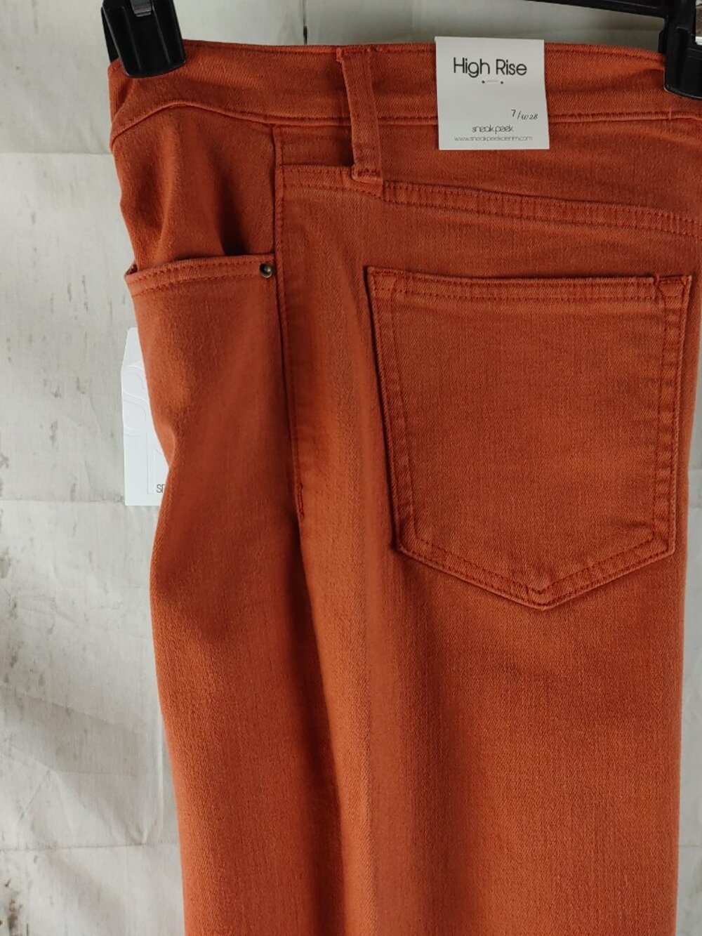 NWT Sneak Peek Junior Size 7/W28 High Rise Flared Orange Jeans 28x30.5 - Picture 12 of 13